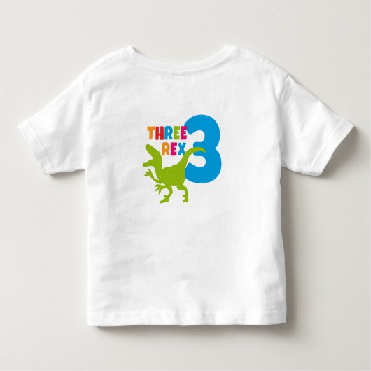 Drie Rex Toddler 3rd Birthday White Kinder Shirts (Achterkant)