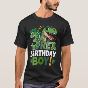 Drie Rex Verjaardag Jongen Derde Dinosaur 3 Jaar O T-shirt