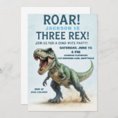 Drie Rex Verjaardag - Jongens T-Rex Dinosaurus Dag Kaart (Voorkant / Achterkant)