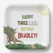 Drie Rex Verjaardag Waterverf Dino Papier Bord (Voorkant)
