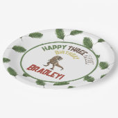 Drie Rex Verjaardag Waterverf Dino Papieren Bordje (Gekanteld)