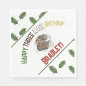 Drie Rex Verjaardag Waterverf Dino Servet (Voorkant)