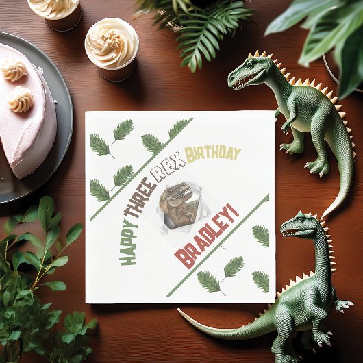 Drie Rex Verjaardag Waterverf Dino Servet