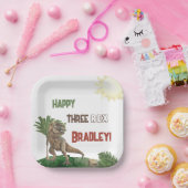 Drie Rex Verjaardag Waterverf Papieren Bordje (Feest)