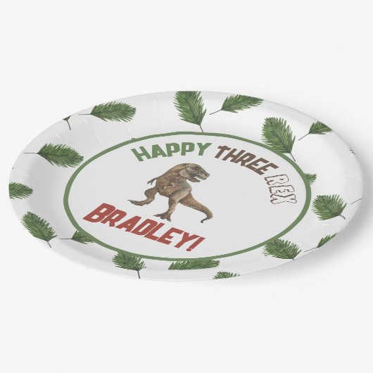 Drie Rex Verjaardag Waterverf Papieren Bordje (Gekanteld)