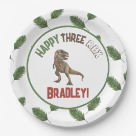 Drie Rex Verjaardag Waterverf Papieren Bordje