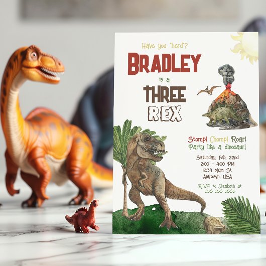 Drie Rex Verjaardag Waterverf Uitnodiging