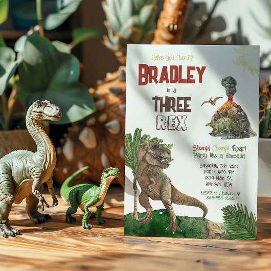 Drie Rex Verjaardag Waterverf Uitnodiging