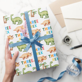 Drie rex verjaardagsfeestje cadeaupapier