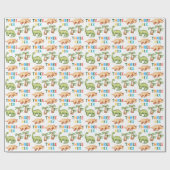 Drie rex verjaardagsfeestje cadeaupapier (Vlak)