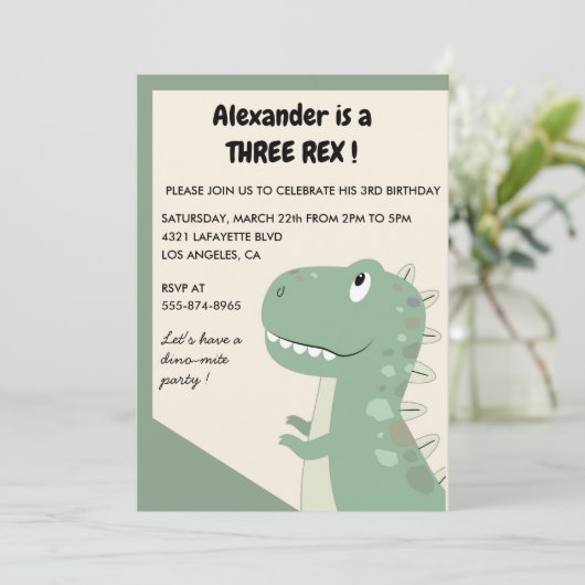 Drie rex verjaardagsuitnodiging 3 rex Schattige bo Kaart (Staand voorkant)