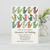 Drie rex verjaardagsuitnodiging 3e voor kinderen kaart (Staand voorkant)