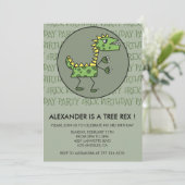 Drie rex verjaardagsuitnodiging dinosaurus 3de jon kaart (Staand voorkant)