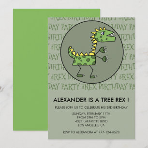 Drie rex verjaardagsuitnodiging dinosaurus 3de jon kaart