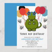 Drie rex verjaardagsuitnodiging dinosaurus 3e Cool Kaart (Voorkant / Achterkant)