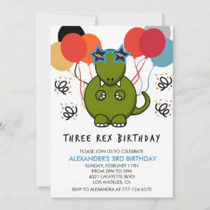 Drie rex verjaardagsuitnodiging dinosaurus 3e Cool Kaart