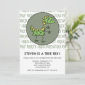 Drie rex verjaardagsuitnodiging dinosaurus 3e kind kaart (Staand voorkant)