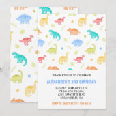 Drie rex verjaardagsuitnodiging jongen derde kleur kaart (Voorkant / Achterkant)