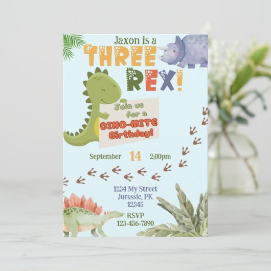 DRIE-REX Verjaardagsuitnodiging Kaart (Staand voorkant)