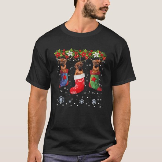 Drie Rhodezische rugzak in Sock-kerstmis T-shirt (Voorkant)