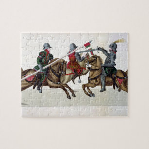 Drie ridders op een toernooi, bord uit 'A Histo' Legpuzzel