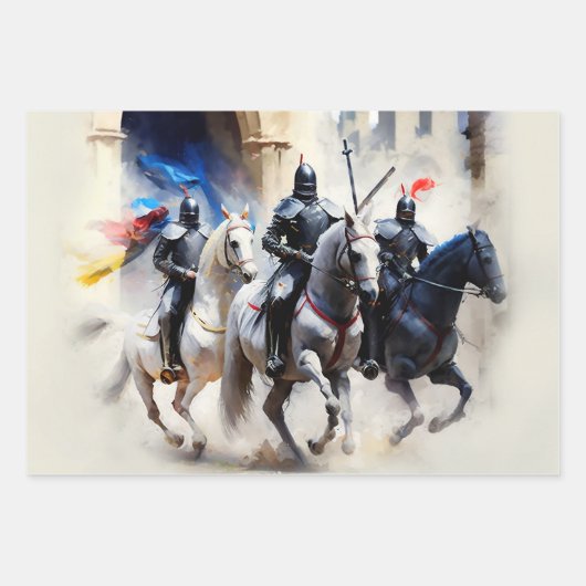 Drie ridders vertrekken - De queeste   Inpakpapier Vel (Voorkant 2)