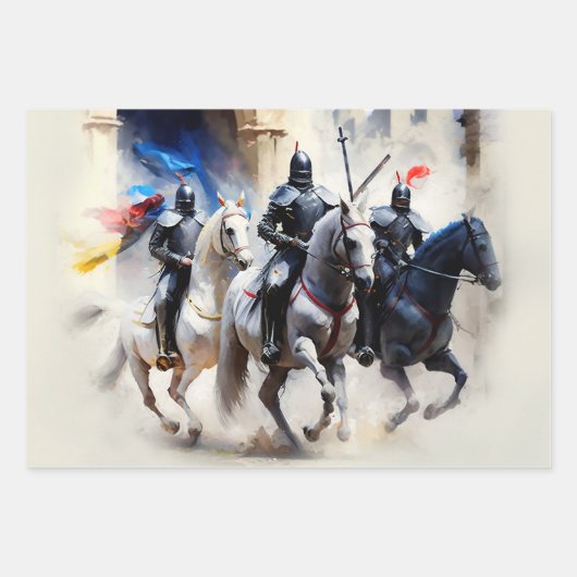 Drie ridders vertrekken - De queeste   Inpakpapier Vel (Voorkant)