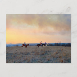 Drie riders in de Flint Hills van Kansas Briefkaart