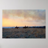 Drie Riders op de Kansas Prairie op Sunset Poster (Voorkant)