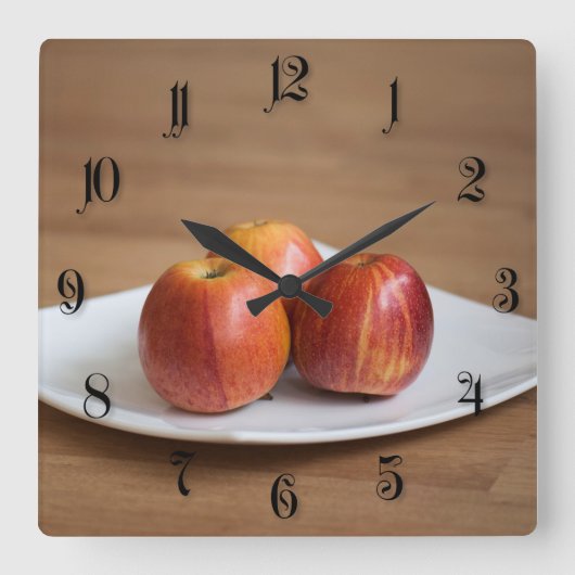 Drie rijpe appels vierkante klok (Voorkant)
