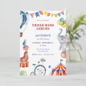 Drie Ring Circus 1e Verjaardags Kermis Dier Kaart (Staand voorkant)
