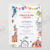 Drie Ring Circus 3e Verjaardag Kermis Dier Kaart (Voorkant)