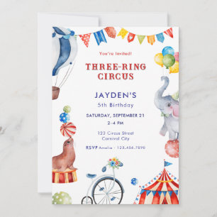 Drie Ring Circus 5e Verjaardags Kermis Dier Kaart