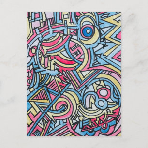 Drie Ring Circus-Handgeschilderde Moderne Kunst Briefkaart