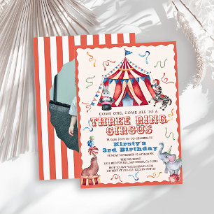 Drie Ring Circus Kermis Foto 3e Verjaardag Kaart