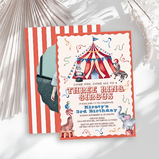 Drie Ring Circus Kermis Foto 3e Verjaardag Kaart