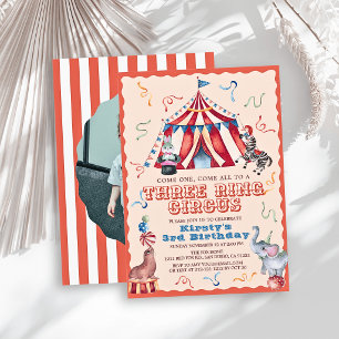 Drie Ring Circus Kermis Foto 3e Verjaardag Kaart