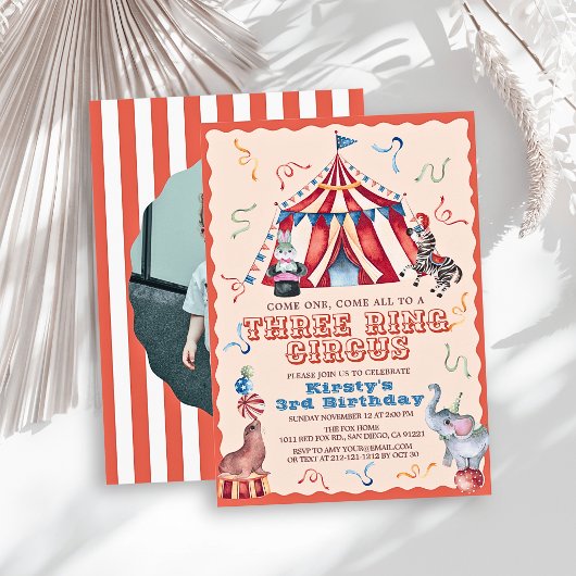 Drie Ring Circus Kermis Foto 3e Verjaardag Kaart