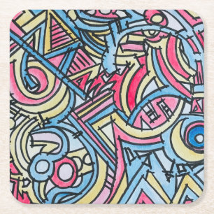 Drie Ring Circus-Modern Geometrische Kunst Kartonnen Onderzetters