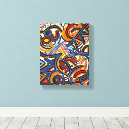 Drie ringcircus-Abstracte kunst met de hand geschi Canvas Afdruk (Insitu (Houten vloer))