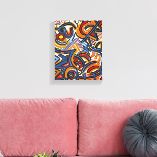 Drie ringcircus-Abstracte kunst met de hand geschi Canvas Afdruk (Insitu (Woonkamer))