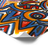 Drie ringcirkels - Abstract kunsthaar gekleurd Poster (Hoek)