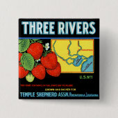 Drie rivieraardbeien vierkante button 5,1 cm (Voorkant)