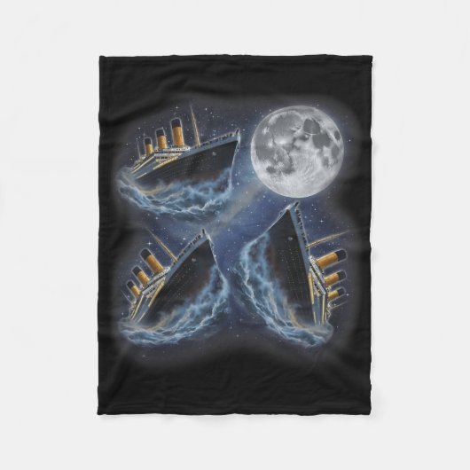 Drie Rms Titanic Maan 3 Huilend Bij Maan Grappige Fleece Deken (Voorkant)