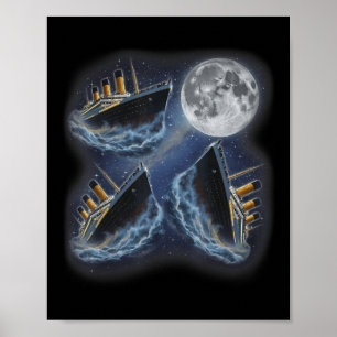 Drie Rms Titanic Maan 3 Huilend Bij Maan Grappige Poster