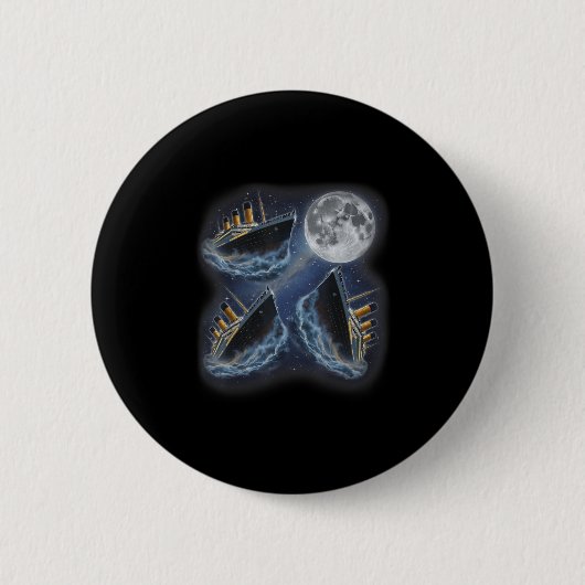 Drie Rms Titanic Maan 3 Huilend Bij Maan Grappige Ronde Button 5,7 Cm (Voorkant)