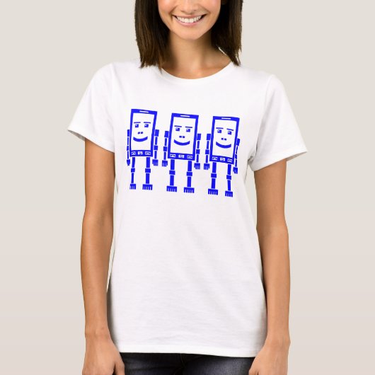 Drie Robo telefoons - Blauw T-shirt (Voorkant)