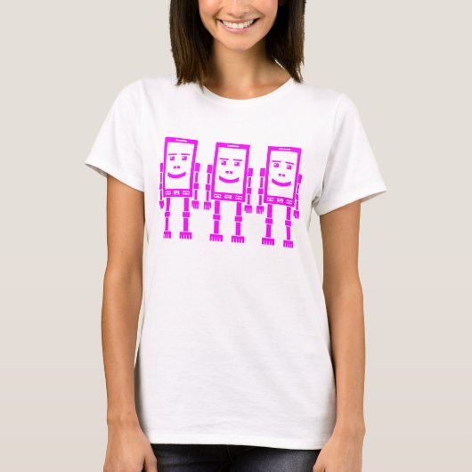 Drie Robo Telefoons - Magenta T-shirt (Voorkant)