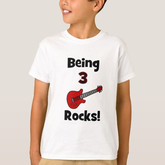 Drie Rocks. Met Guitar Rockstar Rocker T-shirt (Voorkant)