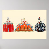 DRIE ROCOCO-DAMES, SCHOONHEID, MODE KOSTUUMONTWERP POSTER (Voorkant)